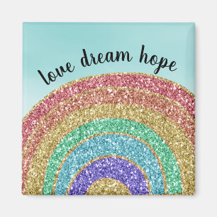 Glitter Gold Rainbow Aqua Watercolor Magnet