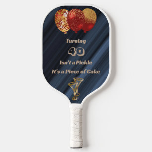 Glitter Gold Red Balloons & Birthday Quote Pickleball Paddle