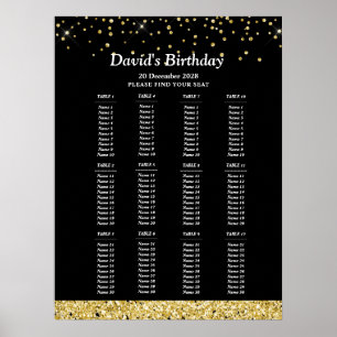 glitter , gold seating sign, birthday party seat poster