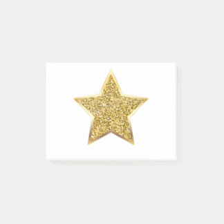 glitter gold star post-it notes
