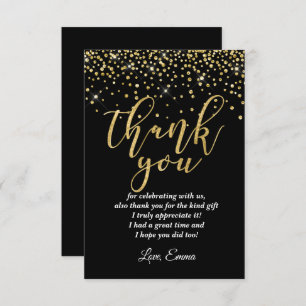 glitter gold thank you card