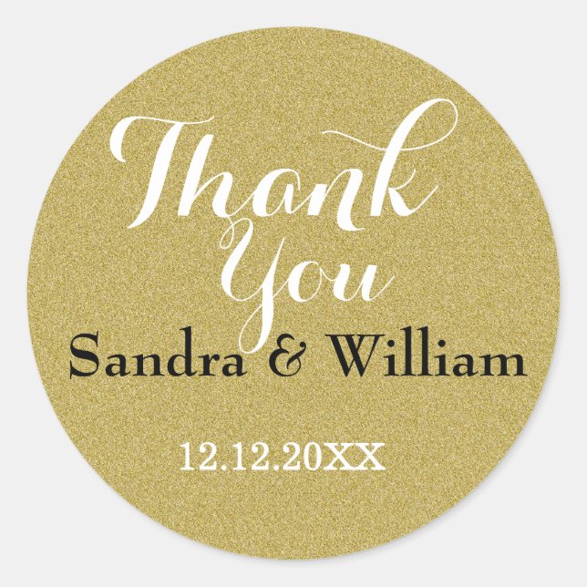 Glitter Gold Wedding Thank You Seals (Front)
