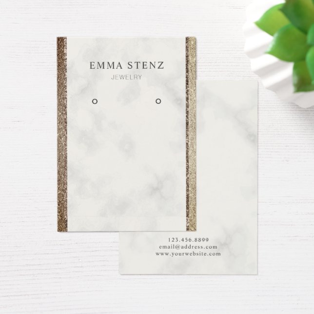 Glitter Gold White Marble • Earring Display (Desk)