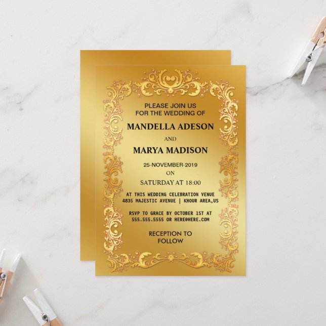 Glitter Golden Invitation (Front/Back In Situ)