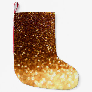Glitter golden lights small christmas stocking