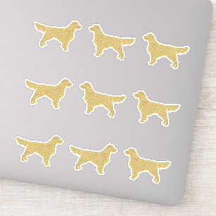 Glitter Golden Retriever set of 9 Die Cut Sticker
