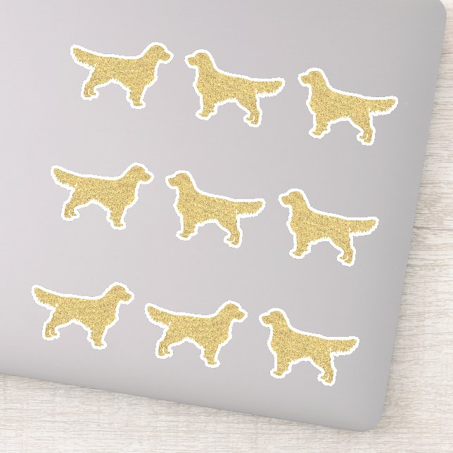 Glitter Golden Retriever set of 9 Die Cut Sticker (Detail)