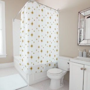 Glitter Golden Stars  Shower Curtain