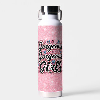 Glitter gorgeous girls doodle water bottle