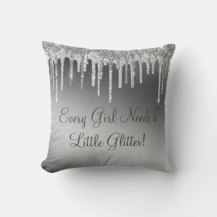Glitter Gorgeous Gold Girly Sparkle Typography Cushion