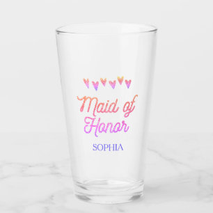 Glitter Gradation Heart Maid of Honour Glass