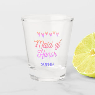 Glitter Gradation Heart Maid of Honour Glass