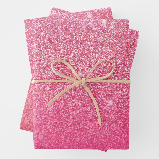Glitter Gradient Pink Wrapping Paper Sheet (In situ)
