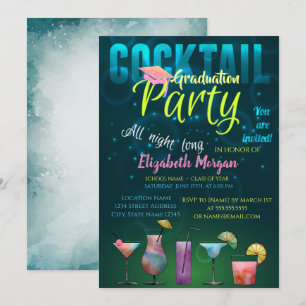 Glitter Graduation Cap, Cocktail Graduation Invitation