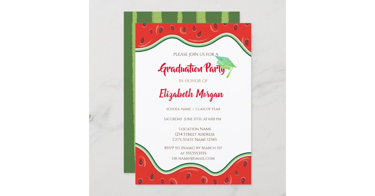 Glitter Graduation Cap,Watermelon Graduation Invitation Zazzle