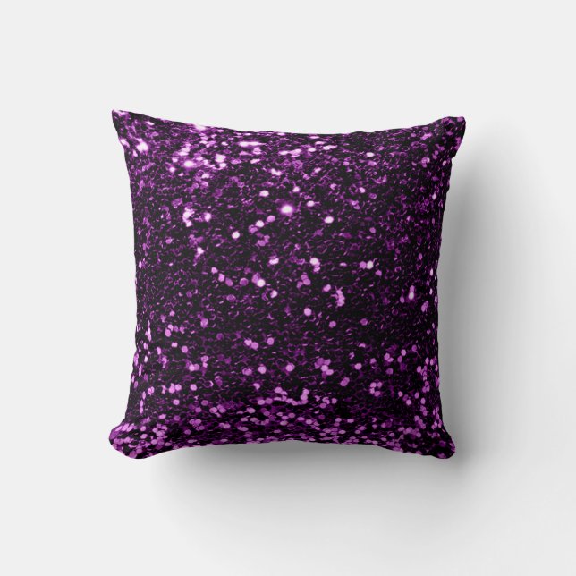 Glitter Grape Fashion Sequin Purple Violet Plum Cushion (Front)