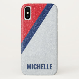 Glitter GRAY SILVER RED NAVY | Girly Lady Boss iPhone X Case