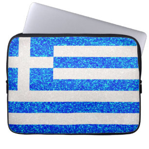 Glitter Greece flag laptop sleeve
