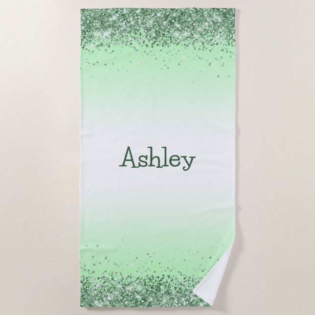 Glitter Green Beach Towel (Front)