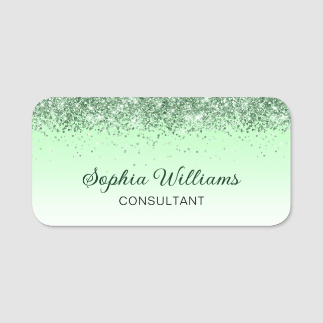 Glitter Green Name Tag (Front)
