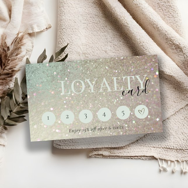 Glitter Green Pink Aqua S 6 Punch Loyalty Business Card (Creator Uploaded)