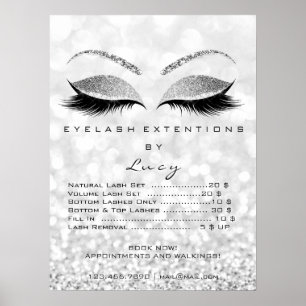 Glitter Grey Silver Makeup Eyes Lashes Price List Poster