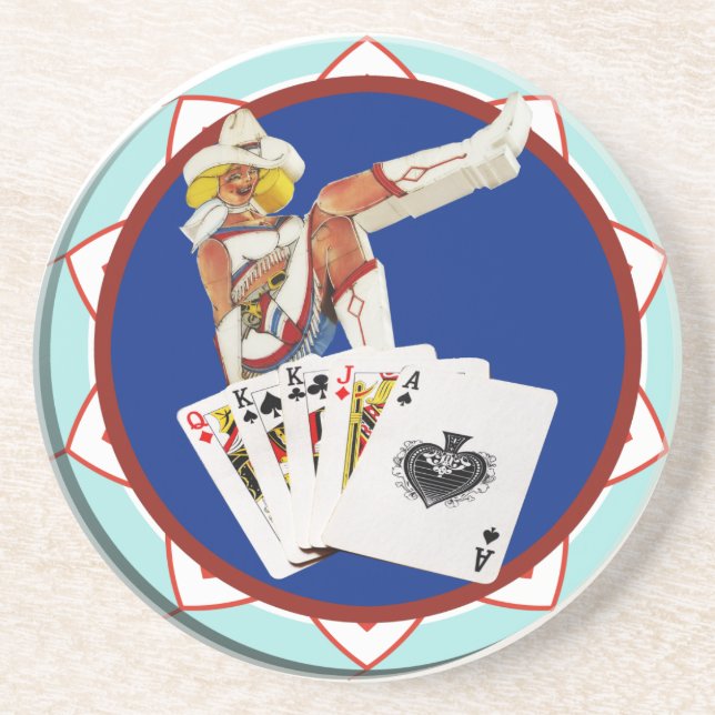 Glitter Gultch Sally Poker Chip Coaster (Front)