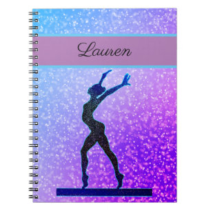 Glitter Gymnastics Beam Blue and Purple Notebook
