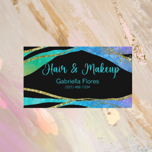 Glitter Hair Makeup Black Background Beauty Salon Business Card