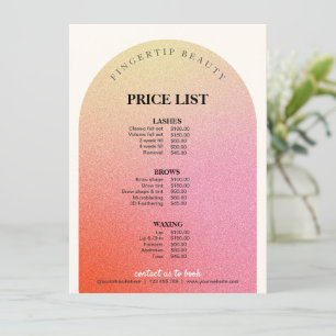 Glitter Hairdresser Nail Beauty Salon Price List