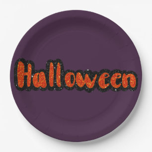 Glitter Halloween Paper Plate