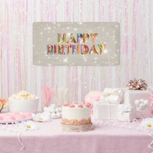 Glitter Happy Birthday   Banner
