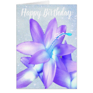 *~* Glitter Happy Birthday Flower Blue Customise