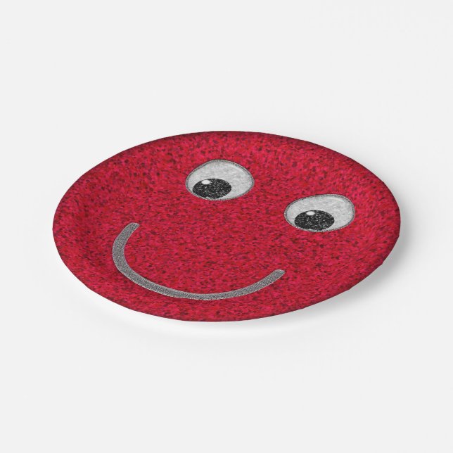 Glitter Happy Face 07-Paper Party Plates (Angled)