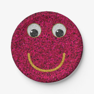 Glitter Happy Face 13-Paper Party Plates