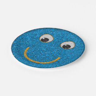 Glitter Happy Face 15-Paper Party Plates