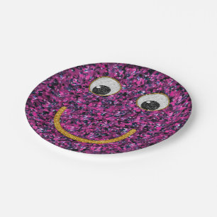 Glitter Happy Face 18-Paper Party Plates
