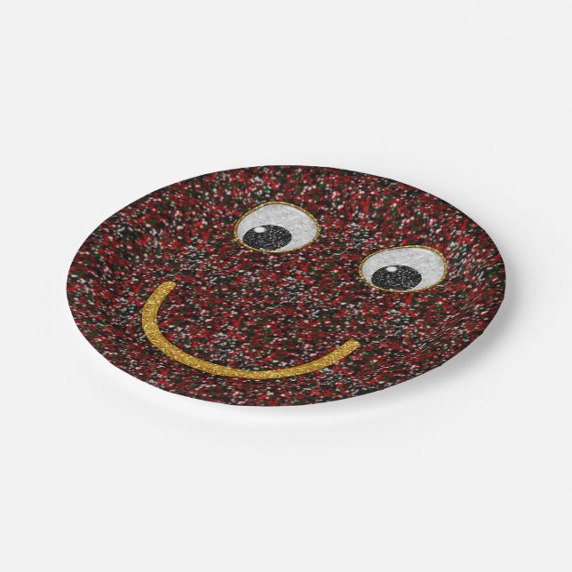 Glitter Happy Face 24-Paper Party Plates (Angled)