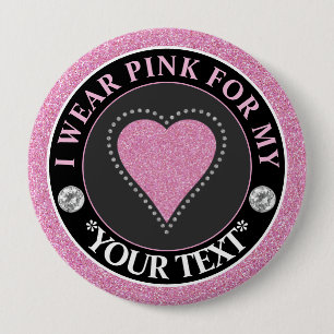 Glitter Heart Breast Cancer Awareness Design 10 Cm Round Badge