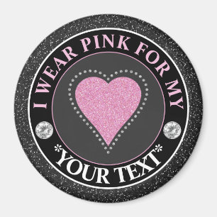 Glitter Heart Breast Cancer Awareness Design Magnet