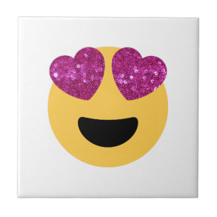 glitter heart eye emoji ceramic tile