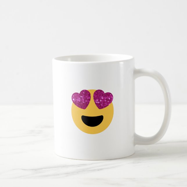 glitter heart eye emoji coffee mug (Right)
