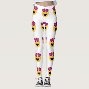 glitter heart eye emoji leggings