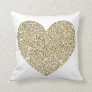 Glitter Heart Throw Pillow