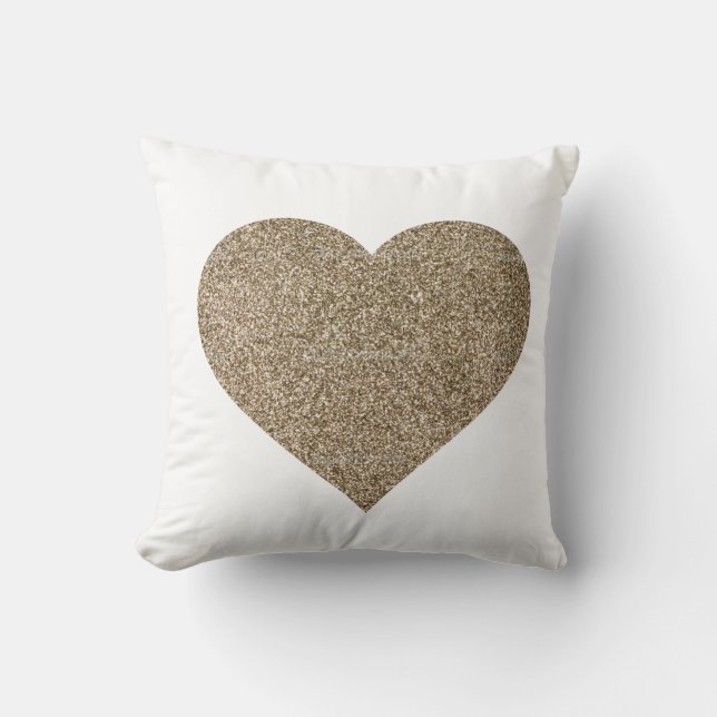 Glitter Heart Throw Pillow (Front)