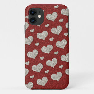 Glitter hearts iPhone 11 case