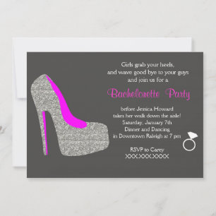 Glitter High Heel Bachelorette Party Invitation
