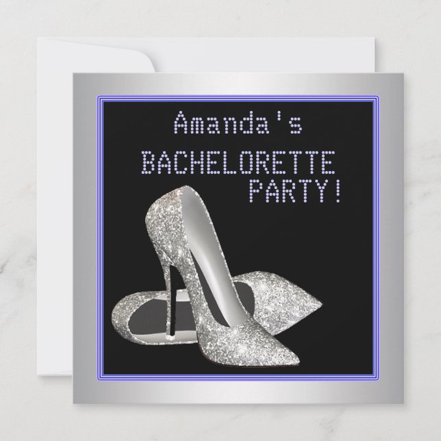 Glitter High Heels Purple Bachelorette Party Invitation (Front)