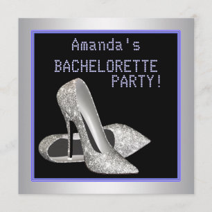 Glitter High Heels Purple Bachelorette Party Invitation