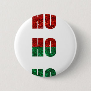 glitter ho ho ho 6 cm round badge